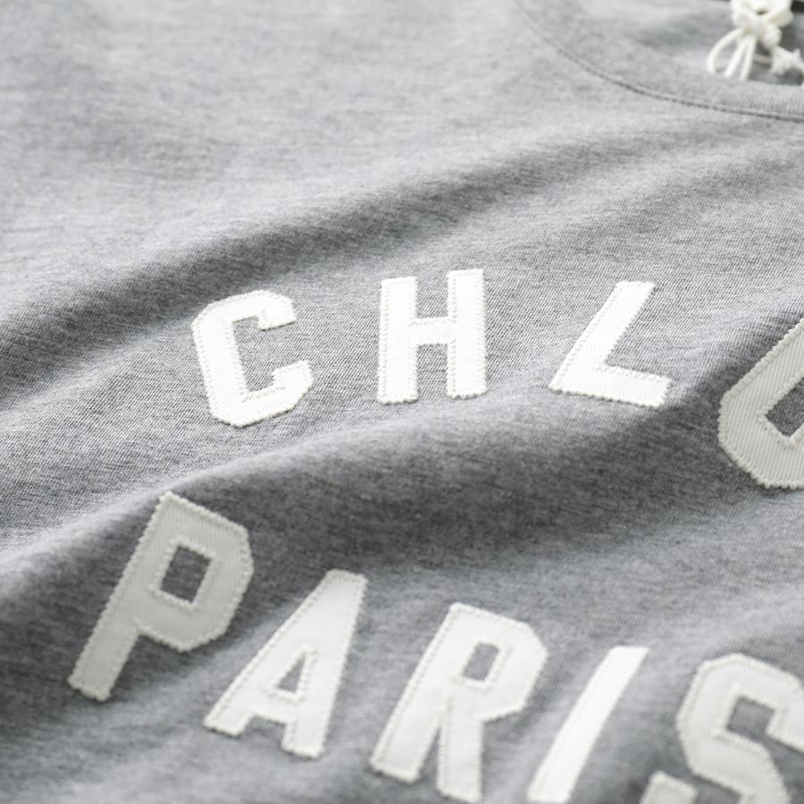 Chloe Kids クロエ キッズ 半袖 Tシャツ C20654 レディース ガールズ ロゴT コットン クルーネック カットソー A46/HEATHER-GREYの画像