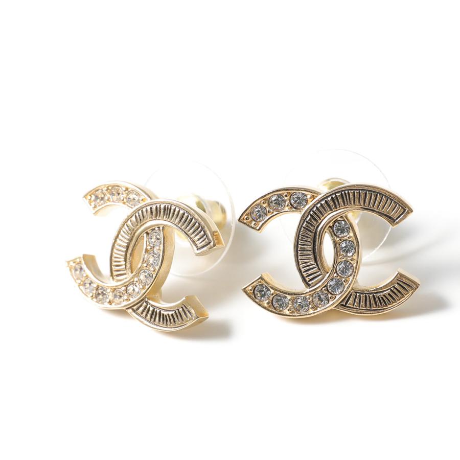 CHANEL シャネル ピアス ABG712 B22492 レディース ココマーク CCマーク ラインストーン スタッド アクセサリー ジュエリー U4791の画像