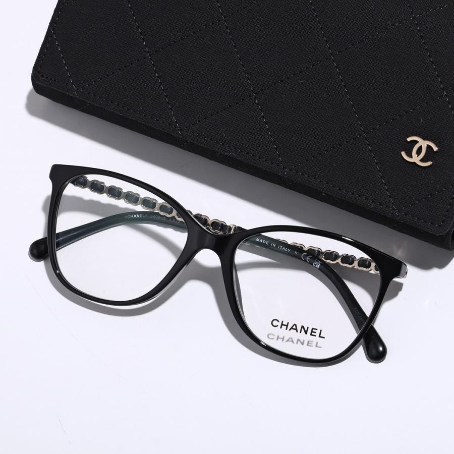 Chanel ブラックフレーム メガネ CHANEL（シャネル） メガネ 3408Q スクエア型 セルフレーム マトラッセ