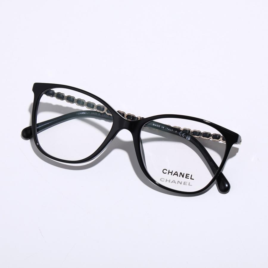 シャネル ■新同■ 眼鏡 メガネ 度入り ココマーク レザー グレー 3408-Q-A c.1663 54□16 140 【555381】11 CHANEL（シャネル） メガネ 3408Q スクエア型 セルフレーム 細フレーム