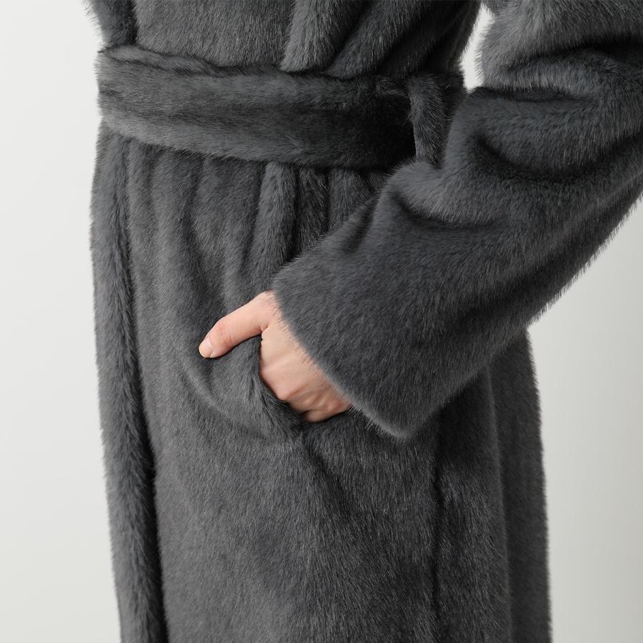 ヘルノ☆エコファーガウンコート40美品　マカダミア ヘルノ HERNO レディース エコファーコート GC000411D 12422 マルチ