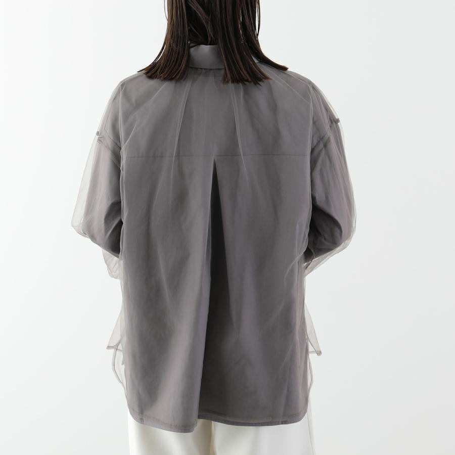 シャツ/ブラウス(長袖/七分) DOCKING TULLE BLOUSE Torrazzo Donna（トラッゾドンナ） 長袖 シャツ Sheer Tulle Shirt