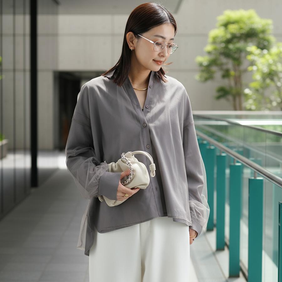 Torrazzo Donna（トラッゾドンナ） 長袖 シャツ Sheer Tulle Shirt