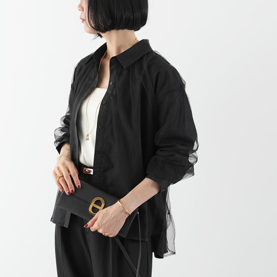 シャツ/ブラウス(長袖/七分) DOCKING TULLE BLOUSE Torrazzo Donna（トラッゾドンナ） 長袖 シャツ Sheer Tulle Shirt