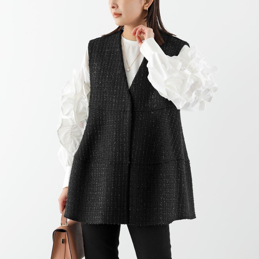 anana アナナ　ティアードペプラムノーカラー ストレッチ ベスト ジレ ベストセラーファッション - anana アナナ ティアードペプラムノー