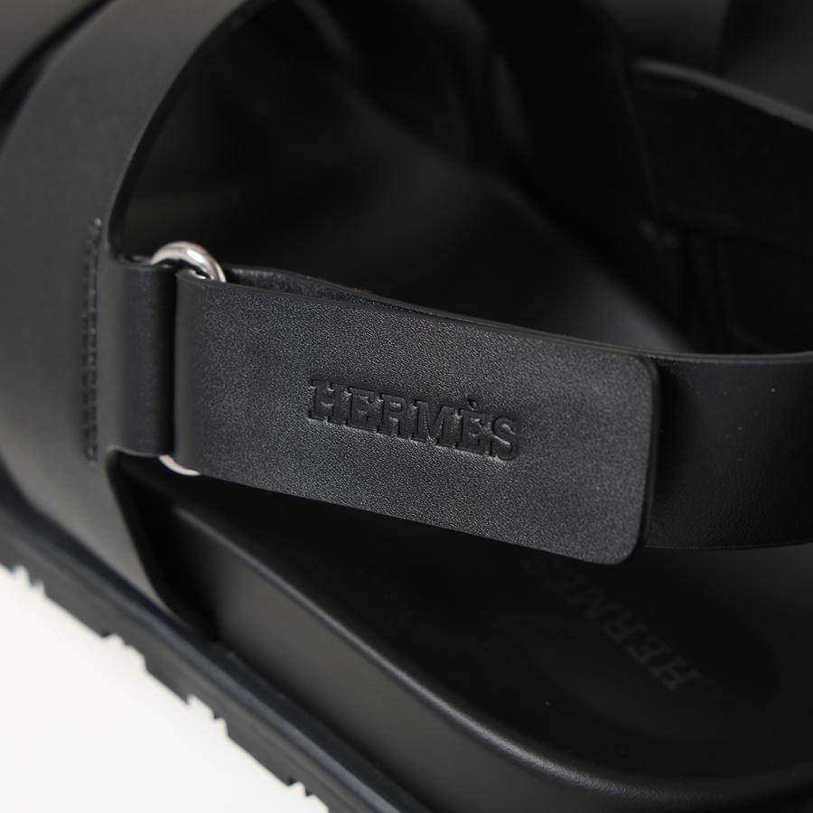 【未使用に近い】エルメス ジニアス サンダル 23cm 黒 レザー レディース HERMES（エルメス） サンダル ジニアス Genius H231695ZH メンズ