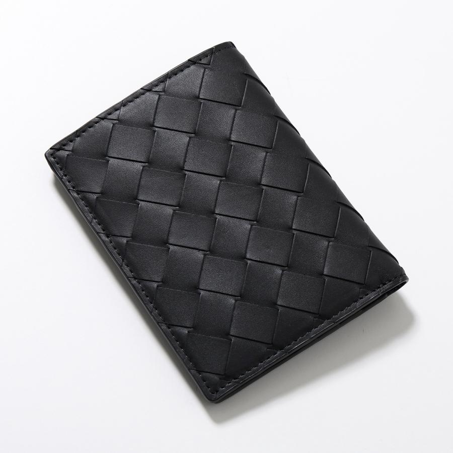 【美品】ボッテガヴェネタ イントレ二つ折財布 スモール ICチップ搭載／黒C BOTTEGA VENETA - 【現行／極美品】ボッテガヴェネタ イントレ二つ折り