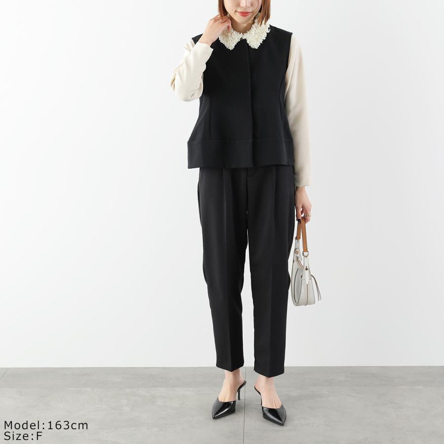 anana アナナ ブラウス a59-046 レディース 2way 花びらフリル 襟付き ストレッチ 長袖 カラー2色 セレモニー対応可の画像