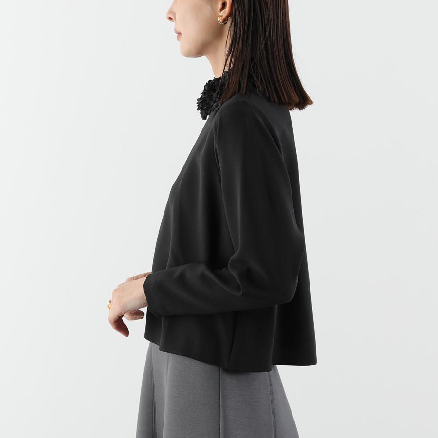 anana アナナ ブラウス a59-046 レディース 2way 花びらフリル 襟付き ストレッチ 長袖 カラー2色 セレモニー対応可の画像