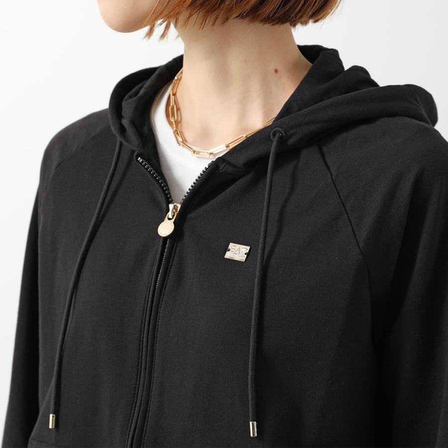 2025 秋冬新作！ EMPORIO ARMANI エンポリオアルマーニ EA7 パーカー レディース ジップアップ 7W000458 AF13135 ブラック EA7 EMPORIO ARMANI エアセッテ エンポリオアルマーニ ジップアップ