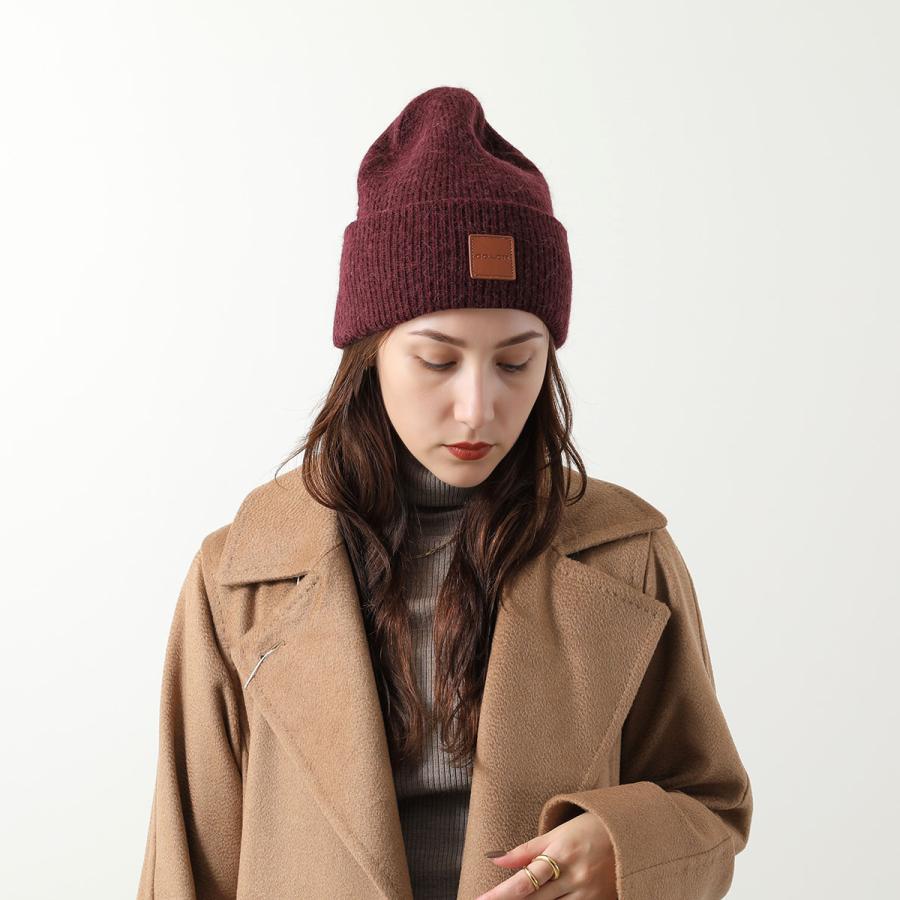 COACH（コーチ） ニット帽 CU825 レディース メンズ リブ レザーパッチ