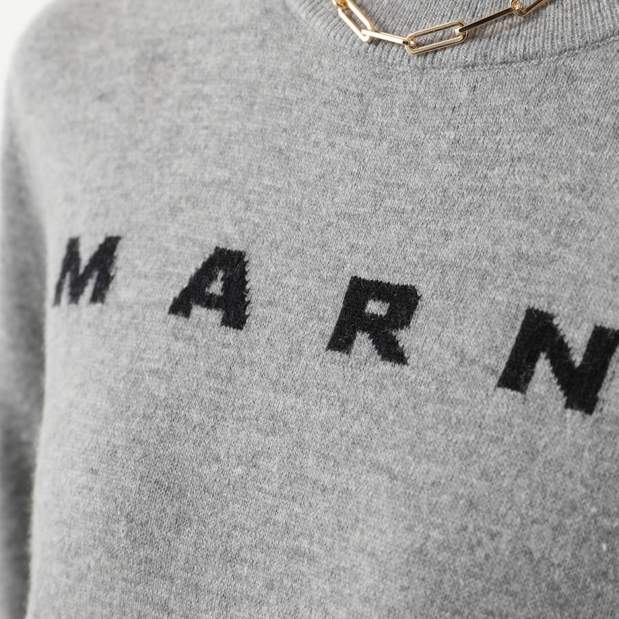 MARNI / マルニ | ロゴ刺しゅう ウールニット | 40 | グレー / ホワイト | レディース MARNI（マルニ） MARNI KIDS キッズ セーター M01214 M00ML レディース