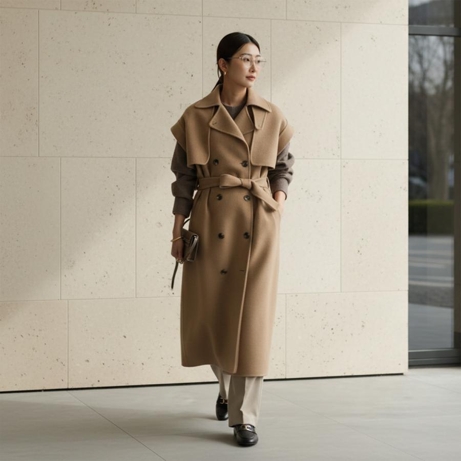 【美品】 リョウタカシマ トレンチコート カーキ 2way フリーサイズ L相当 RYOTAKASHIMA OVERSIZED TRENCHCOAT