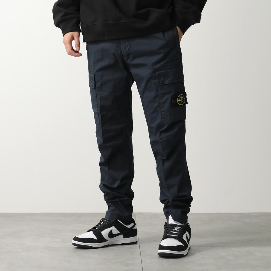 STONE  カーゴ パンツ ネイビーW30 ガーメントダイ STONE ISLAND - STRETCH COTTON WOOL SATIN, GARMENT DYED