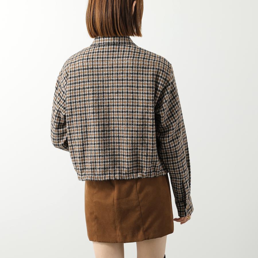 MONCLER モンクレール ジャケット 2F00019 598XC レディース シャツ チェック柄 ウール混 長袖 クロップド丈 アイコンパッチ F92 2F00019598XCF92の画像