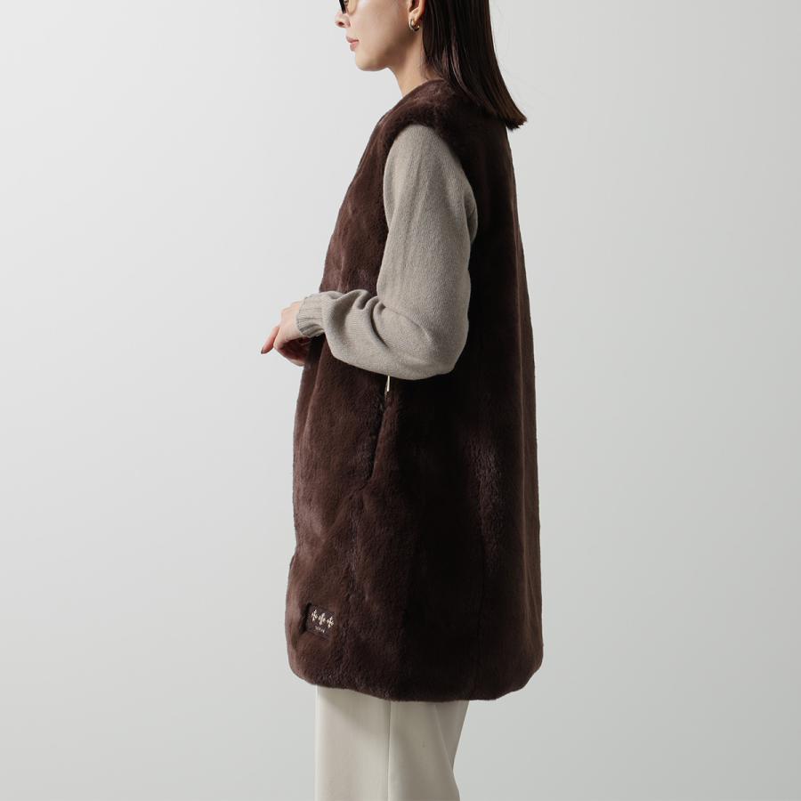 TATRAS タトラス ボアベスト POLLINA ポッリナ LJXA0362033588 レディース ファーベスト ノーカラー ロング丈 ジレ Aライン ロゴ カラー4色の画像