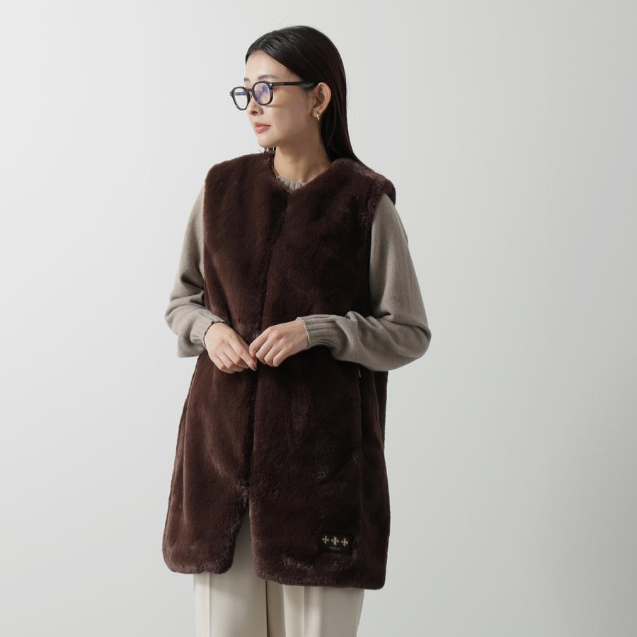 TATRAS タトラス ボアベスト POLLINA ポッリナ LJXA0362033588 レディース ファーベスト ノーカラー ロング丈 ジレ Aライン ロゴ カラー4色の画像