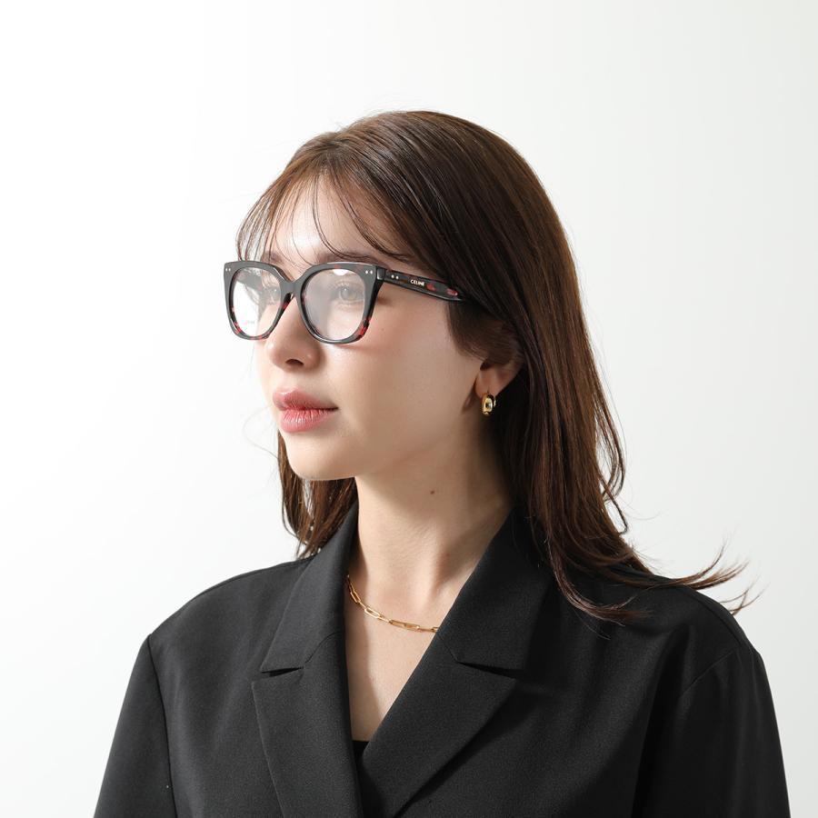 CELINE セリーヌ メガネ CL50116I レディース ウエリントン型 スクエア セルフレーム フルリム ロゴ アイウェア 黒縁 めがね 眼鏡 伊達メガネの画像