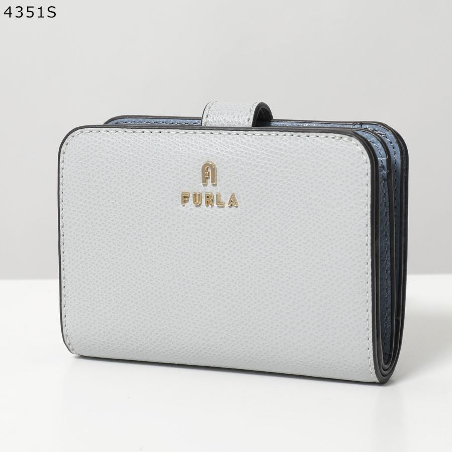未使用に近い フルラ カメリア 二つ折り財布 アーチロゴ レザー 箱付き グレー FURLA（フルラ） 財布 レディース 2つ折り 折財布 コンパクト レザー