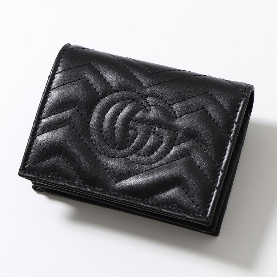 グッチ 二つ折り財布 GG柄 キルティング マーモント 黒 レザー 極美✨GUCCI 二つ折り財布 キルティング マーモント GG レザー