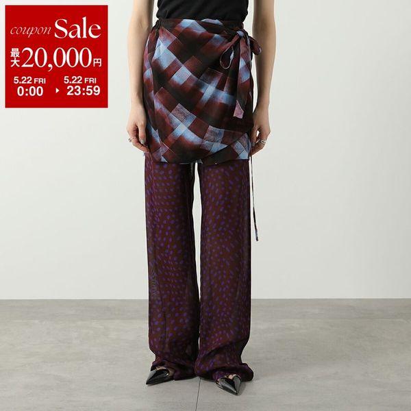 DRIES VAN NOTEN ドリスヴァンノッテン パンツ PRITTY 010953 2252 レディース 水玉 チェック柄 プリント スカート レイヤー ストレート 357/AUBの画像