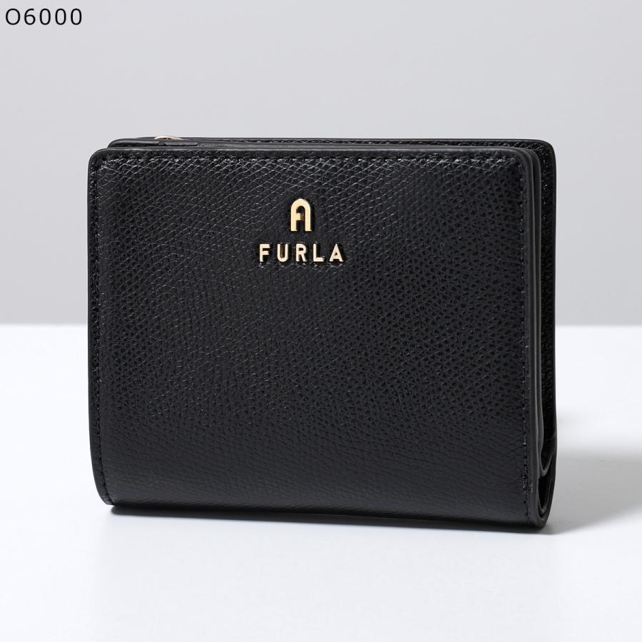 【新品】FURLA 二つ折り財布 ブラック 黒 レザー ゴールド金具 シボ革 FURLA（フルラ） 二つ折り財布 GOCCIA M ゴッチャ WP00469 BX3036