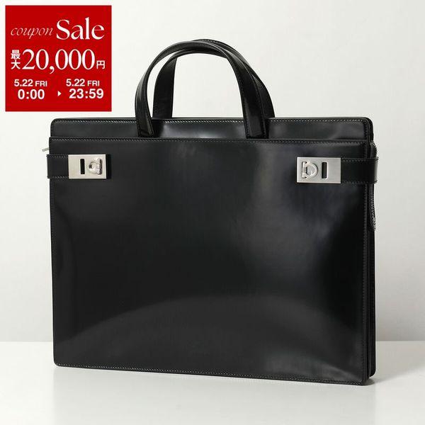 FERRAGAMO フェラガモ ブリーフケース 241258 763928 メンズ ガンチーニ エナメル パテントレザー ビジネスバッグ 鞄 NEROの画像