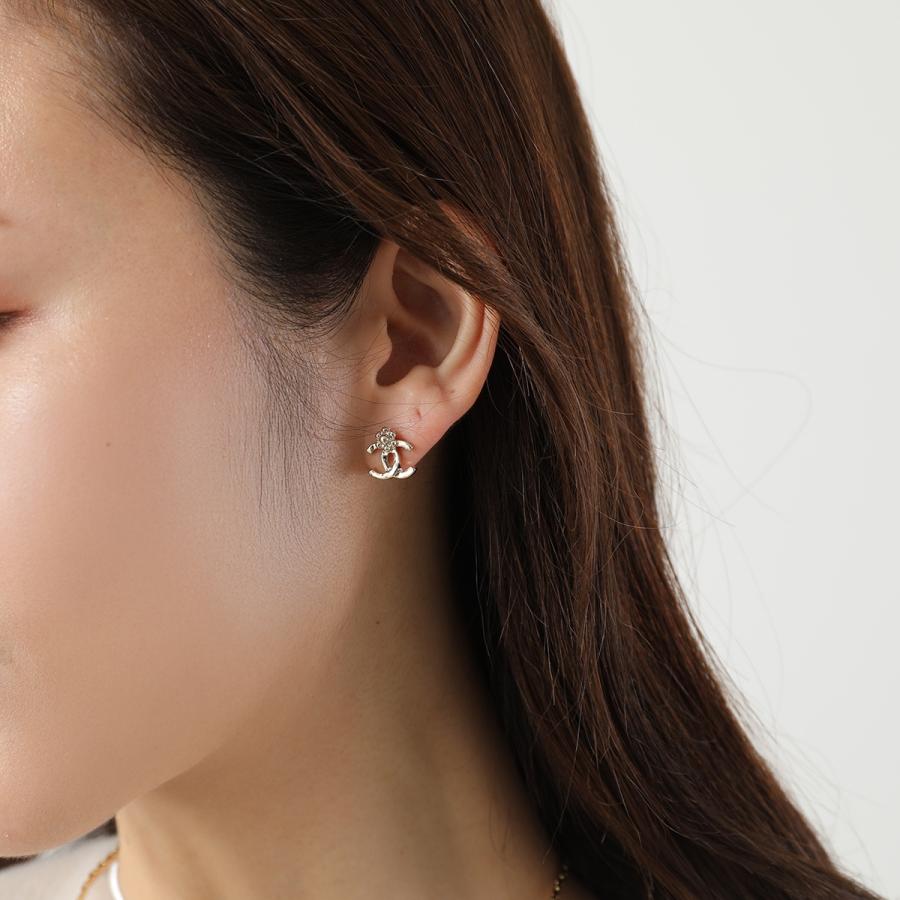 シャネル ピアス1個 CHANEL シャネル ココマーク ラインストーン ピアス シルバー