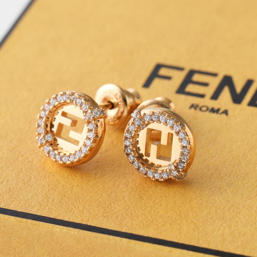 FENDI フェンディ ピアス 8AL079 ATEP レディース エバーラウンド ロゴ スタッド アクセサリー クリスタル F089U/SOFT-GOLD+CRYSTALの画像