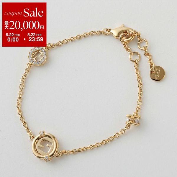 FENDI フェンディ ブレスレット 8AL085 ATEP レディース エバーラウンド クリスタル チェーン アクセサリー F089U/SOFT-GOLD+CRYSTALの画像