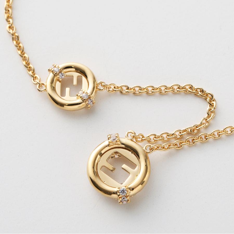 FENDI フェンディ ネックレス 8AL090 ATEP レディース エバーラウンド クリスタル ペンダント アクセサリー チェーン F089U/SOFT-GOLD+CRYSTALの画像