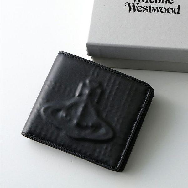 【美品✨】 ヴィヴィアン デカオーブ 二つ折り財布 ブラック 黒 Vivienne Westwood（ヴィヴィアンウエストウッド） 二つ折り財布
