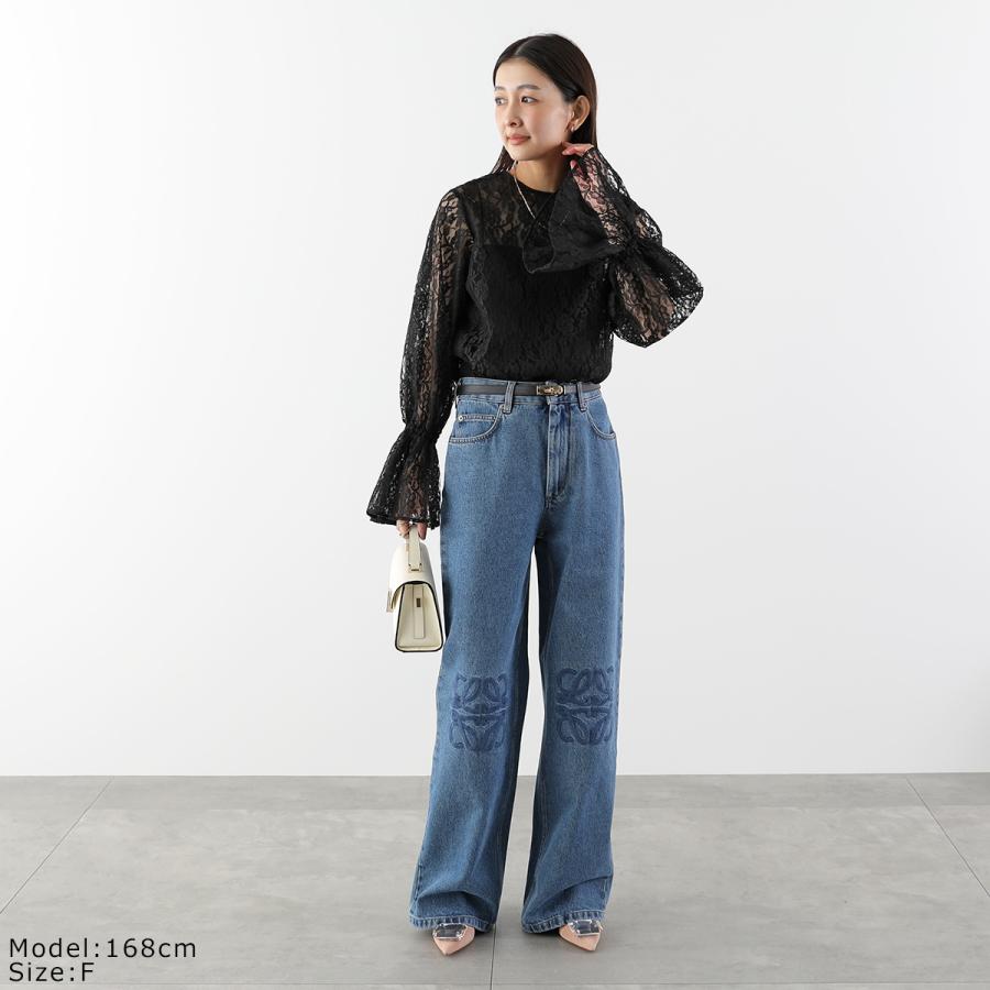 anana アナナ レース ブラウス a56-008 レディース キャンディースリーブ 長袖 花柄 フラワー チュール シアー セレモニー対応可 カラー3色の画像