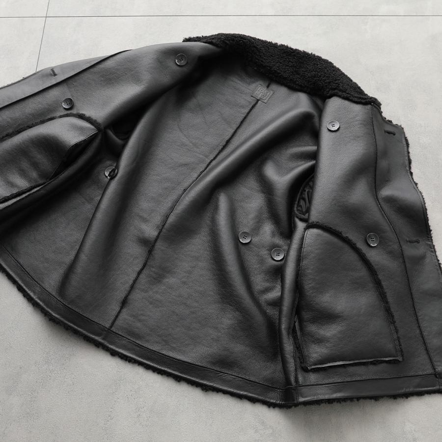 Eimee Law レザーとツイードのジャケット リボンジャガード ツィード