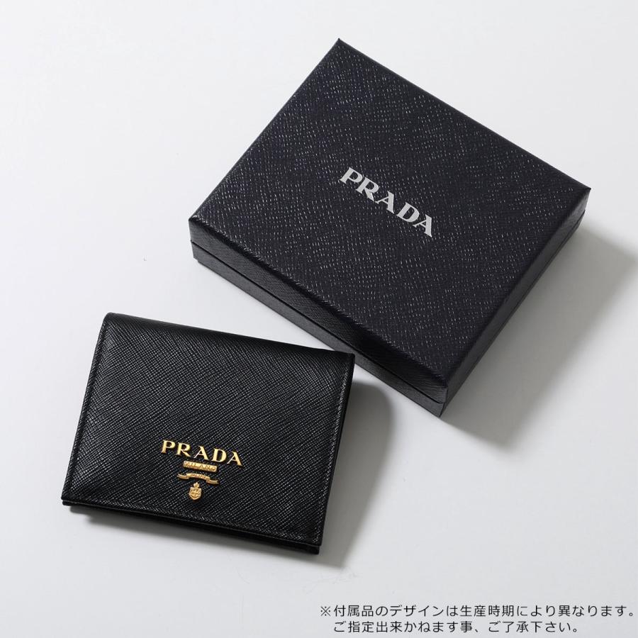 【美品】PRADA プラダ サフィアーノレザー　二つ折り財布 ロゴプレート プラダ PRADA 二つ折り財布 サフィアーノ 1ML018 ブラック