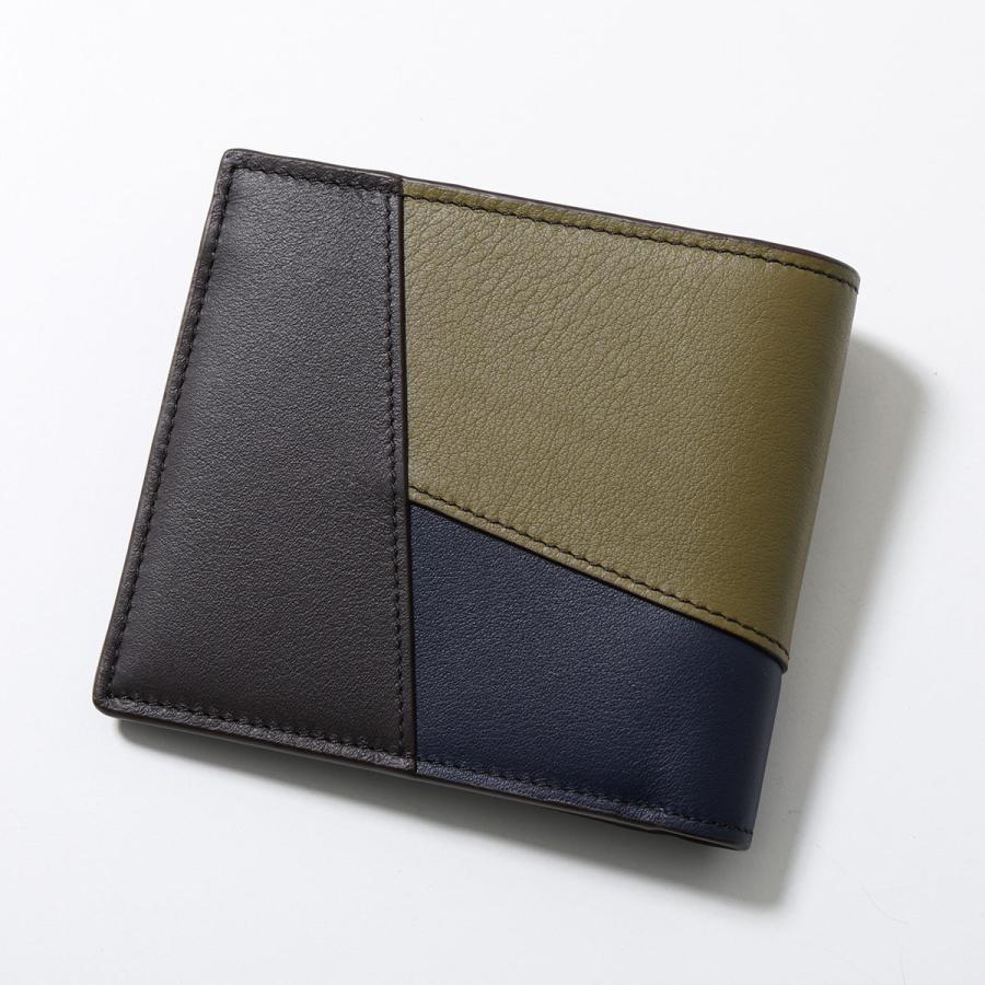 【美品】ロエベ　二つ折り財布　パズル バイフォールド レザー　グリーン LOEWE（ロエベ） 二つ折り財布 PUZZLE BIFOLD パズル バイフォールド