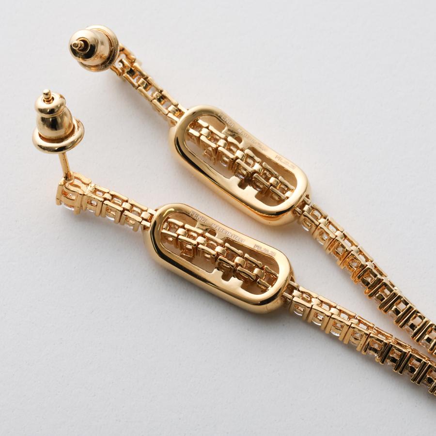 ［美品】FENDI フェンディ オーロック ピアス ラインストーン FENDI（フェンディ） ピアス OLOCK オーロック 8AL179 ATEP レディース