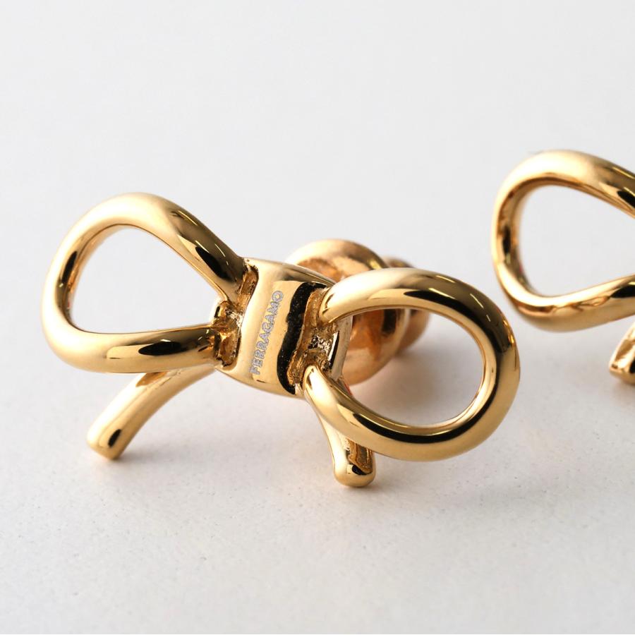 FERRAGAMO フェラガモ ピアス EAR BOW STUD 76 0949 791133 レディース リボン ブラス スタッド アクセサリー 001/ORO | FERRAGAMO | 04