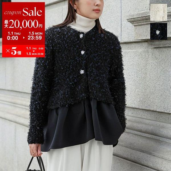 【AVENIRETOILE】パールボタン スカラップ ヘムカーディガン ブラック 新作入荷情報〈パールボタンニットカーディガン〉 | m-i-d