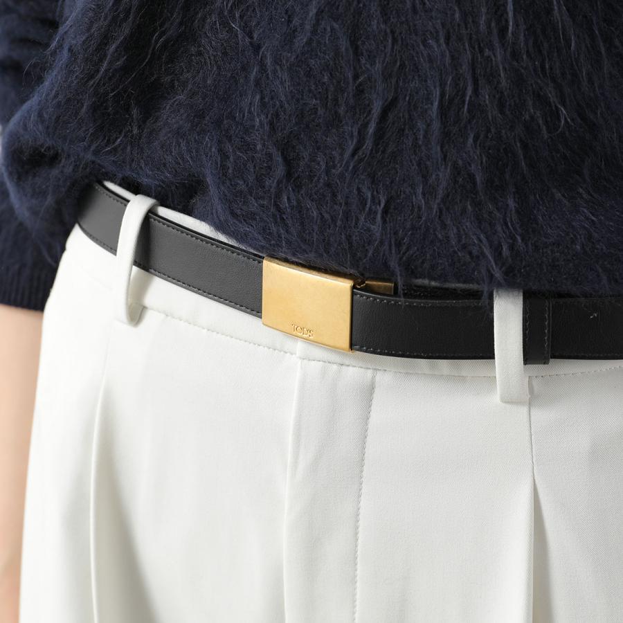 TODS トッズ ナローベルト XCWCRM09100ROR レディース カーフスキン ロゴ スクエアバックル 9999 XCWCRM09100ROR9999の画像