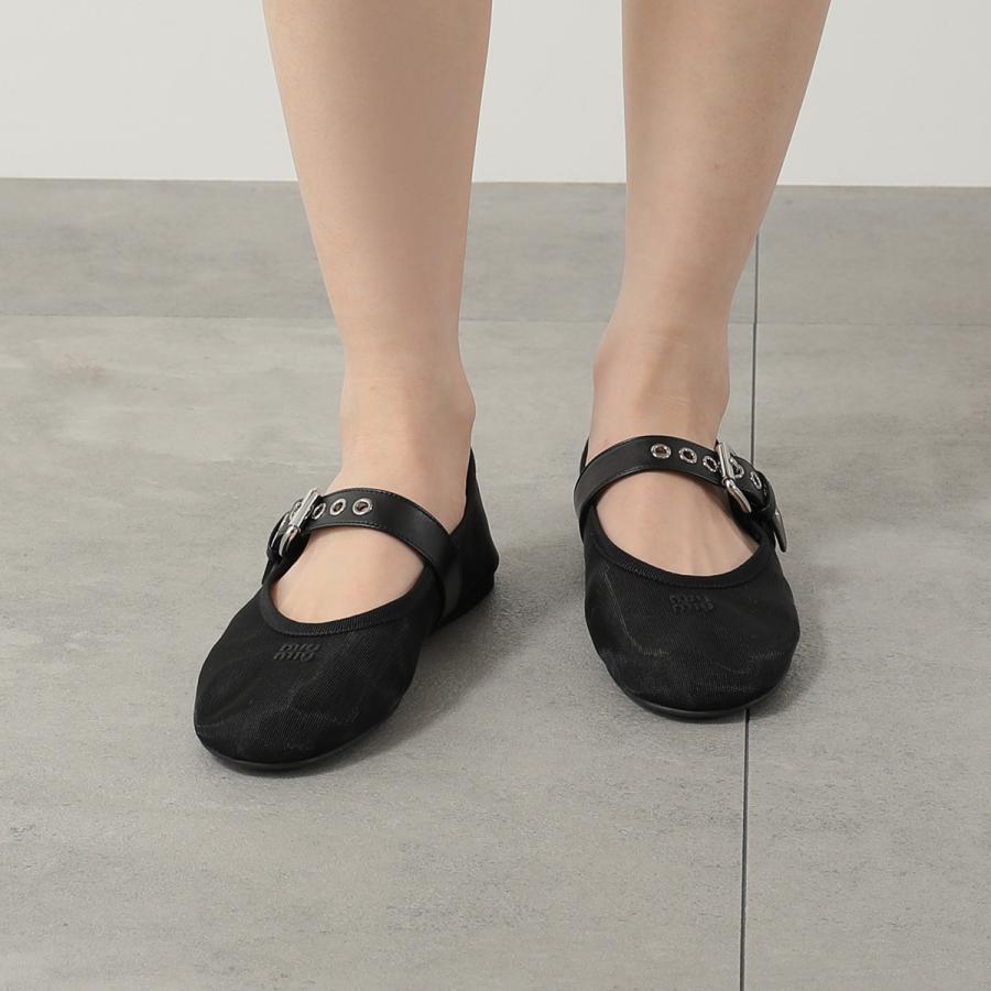 miumiu靴 厚底 バレリーナ ミュウミュウ 37ハーフ miu miu（ミュウミュウ） バレエシューズ 5F373E 099 レディース