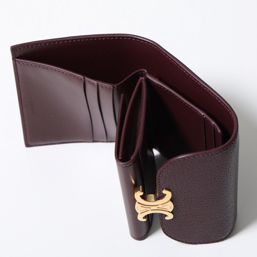 CELINE セリーヌ 二つ折り財布 TRIOMPHE トリオンフ 10D783GVE.28DG レディース SMALL FLAP WALLET レザー ミニ財布 Deep-Burgundy | CELINE | 04