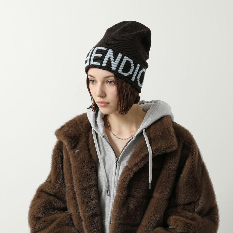 FENDI（フェンディ） ニット帽 FXQ948 AQ82 レディース ビーニー ロゴ
