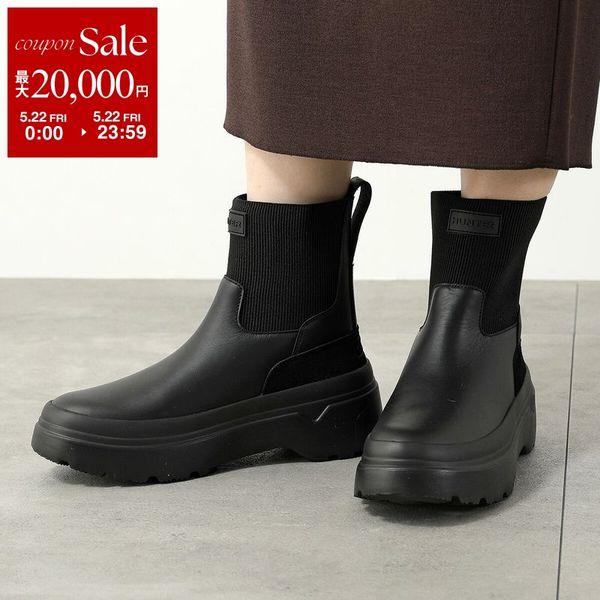 HUNTER ハンター レインブーツ EXPLORER CHELSEA FLATFORM WFS1000LPY レディース ショートブーツ 軽量 撥水 シューズ 靴 BLK/BLACKの画像
