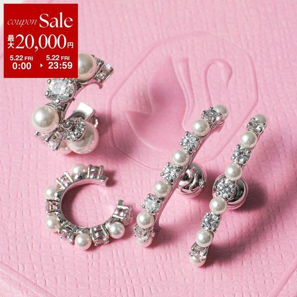 SWAROVSKI スワロフスキー ピアス Matrix マトリックス 5691715 レディース【4点セット】イヤーカフ クリスタル パール アクセサリー WHITE/RHSの画像