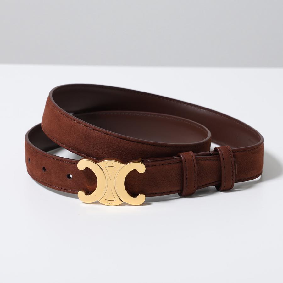 CELINE メンズ レザーベルト トリオンフ セリーヌ CELINE（セリーヌ） トリオンフ レザー ベルト ブラック ゴールド金具