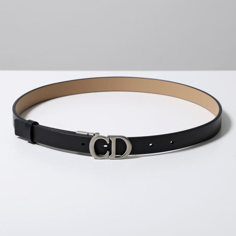 極美品☆Christian Dior クリスチャンディオール 038CCT82 CDロゴ入り レザー ベルト ブラック シルバー金具 イタリア製 レディース Christian Dior（クリスチャン・ディオール） ロゴ ベルト CD