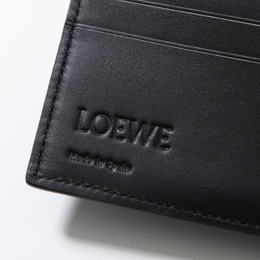 LOEWE ブラックレザー 二つ折り財布 アナグラム 希少・美品】LOEWE バイフォールド アナグラム 二つ折り ブラック