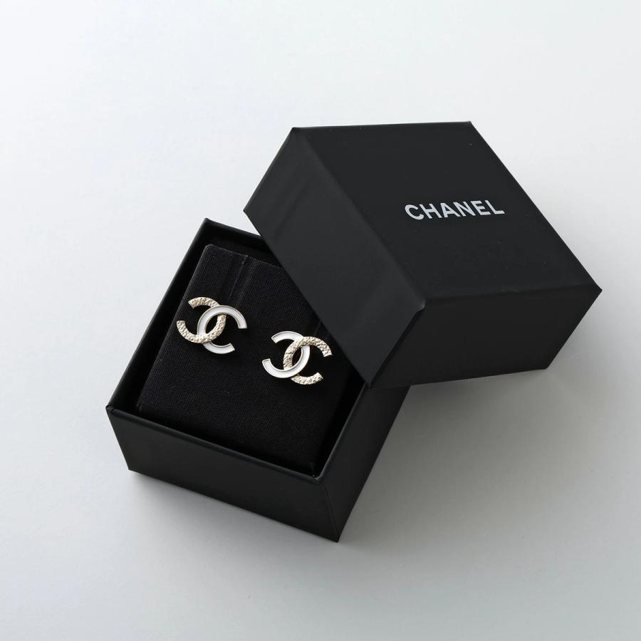 CHANEL シャネル ピアス ABG904 B23001 レディース ココマーク CCマーク メタル スタッド U6120/ゴールド×ホワイトの画像