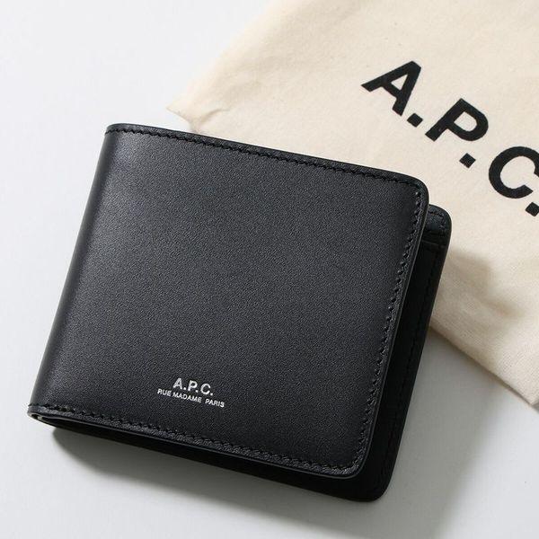 アーペーセー A.P.C. 型押し ブラックレザー 二つ折り財布 A.P.C.（アーペーセー） APC A.P.C. 二つ折り財布 portefeuille london